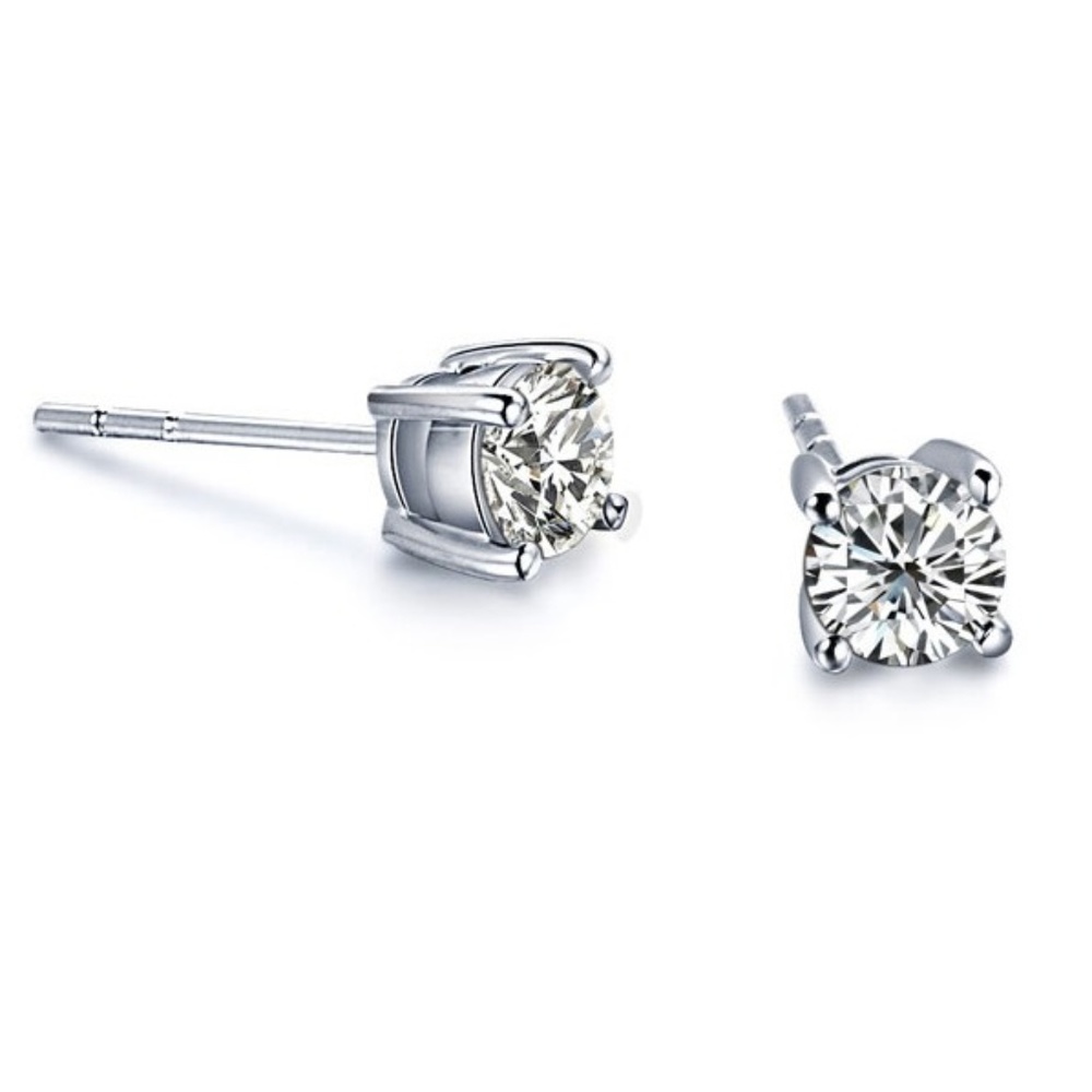 3mm, 4mm Round CZ 925 Sterling Silver Stud Earring